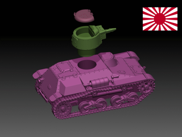 HINODE 1/144レジンキット　未塗装 WW2　日本陸軍 九七式軽装甲車 テケ　A - 画像 (4)